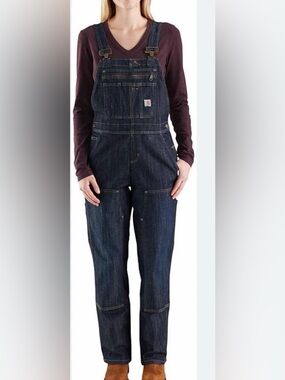 Carhartt Women's Denim Overalls, Reinforced Knees Size Medium (8/10)